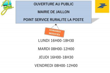 modification des horaires ouverture de la mairie